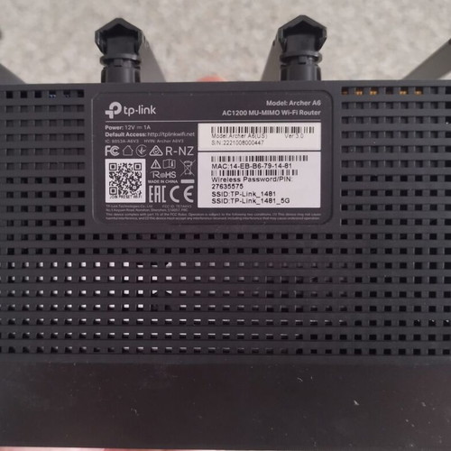 TP-Link Archer A6 Wi-Fi Router AC1200 MU-MIMO Like New