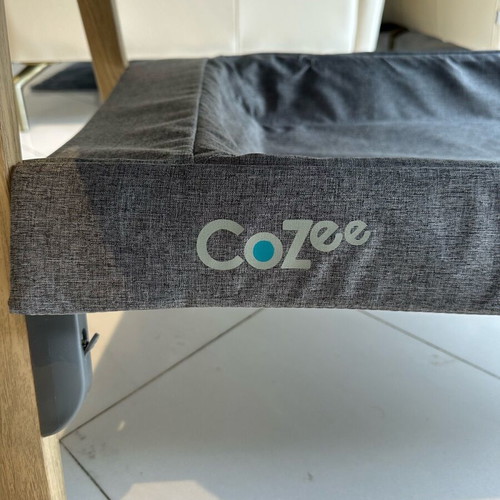 Tutti Bambini CoZee Bedside Crib like new, oak and charcoal