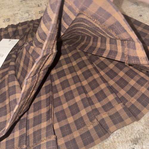 Zara brown plaid pleated mini skirt with elastic tie front waist new