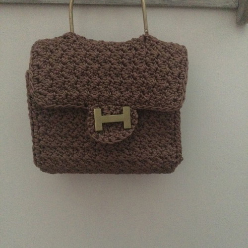 Knitted handmade brown handbag, new A To Z Greek