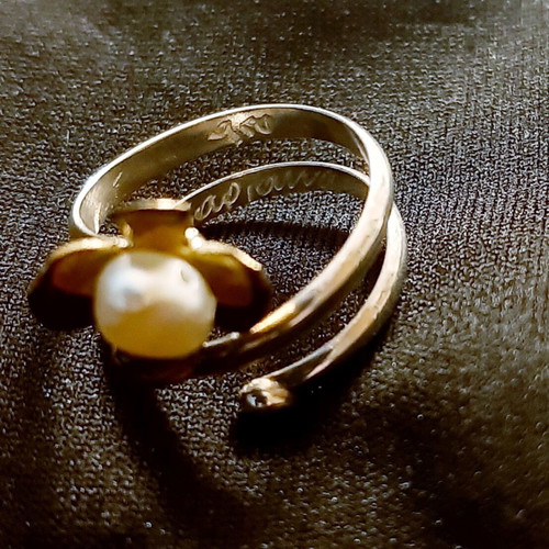 Justyna ring new, silver 925 with copper and natural pearl