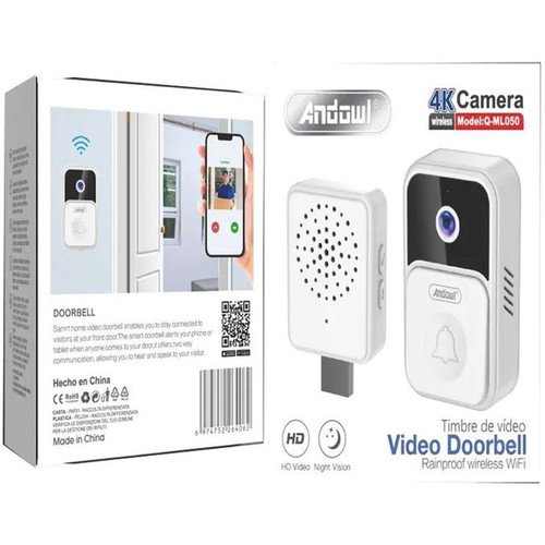 Wireless doorbell with camera sealed, 4K video, night vision