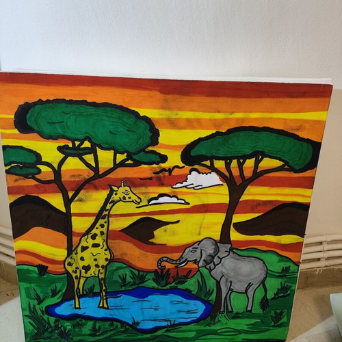 Handmade Acrylic Canvas Paintings Collection like new, multicolor