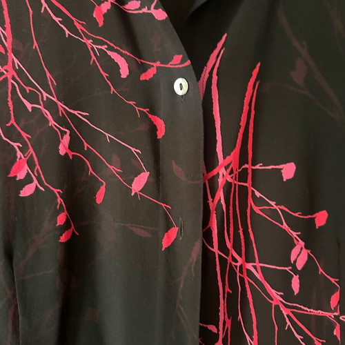 Fenn Wright Manson Silk Shirt Black with Fuchsia Size 38 M Like New