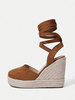 Espadrilles platform sandals size 39, new, brown
