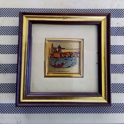 Miniatures in Frame used, Italian art, 10x10 cm