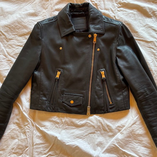 AllSaints Elora Women’s Leather Biker Jacket like new, black, size L