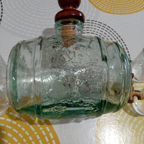 Vintage wooden stand with small barrel holder