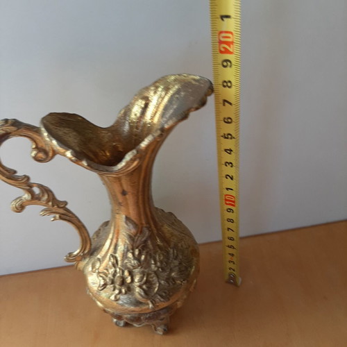 Vintage tin amphora 18cm used, copper-plated