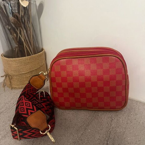 Crossbody bag new, red with detachable strap