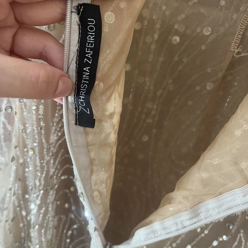 Christina Zafeiriou dress like new, beige and silver, sizes S M