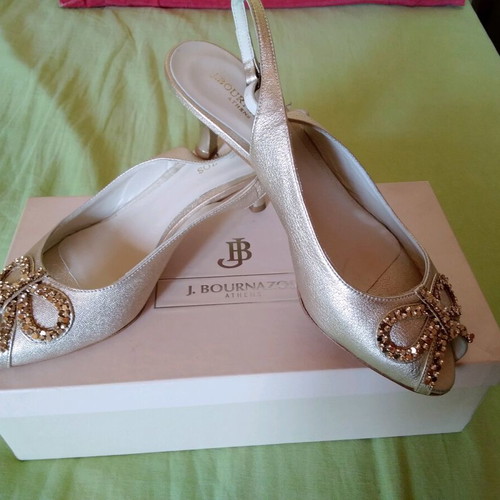 JB Bournazos New Leather Sandals Gold Size 37