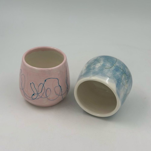 Handmade ceramic cups set of 2 by Eleftheria Sifnaiou new