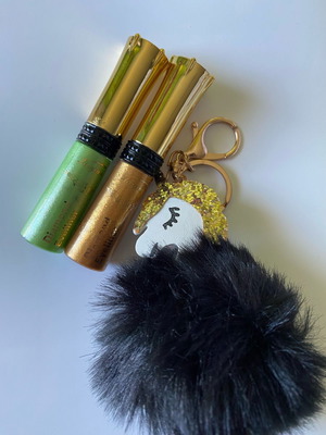 Diamond Eyeliner in Gold and Green with Unicorn Keychain Gift new