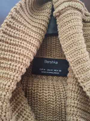 Bershka camel knit sweater with collar, size M
