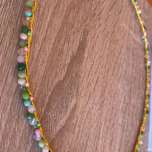 Handmade crown of gold wire with colorful beads