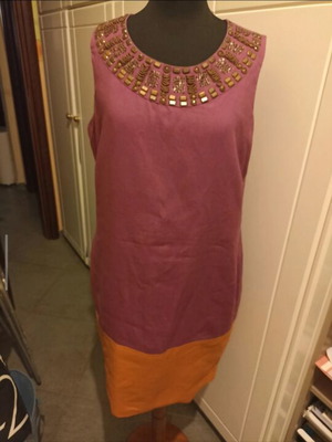 Raxevsky linen dress, multicolour with orange