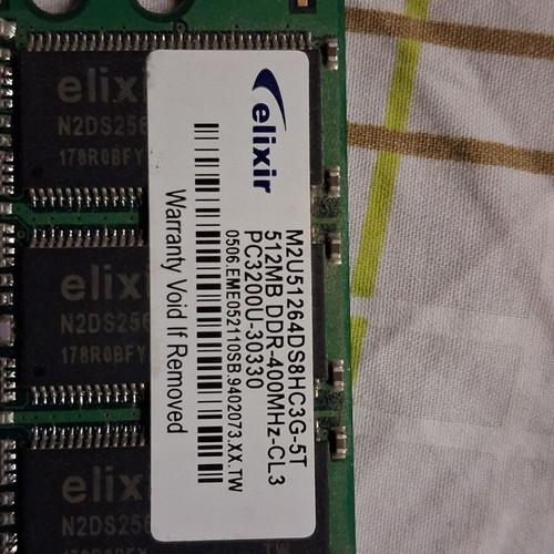 Elixir 512MB DDR1 RAM 400MHz like new
