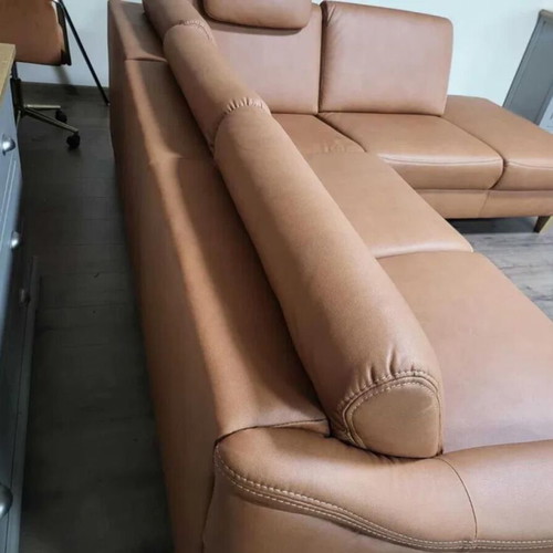 Light Brown Leather Corner Sofa Viola new with storage function