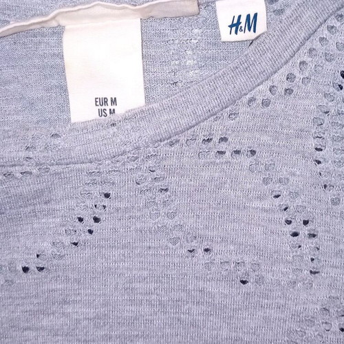 H&M Grey Thin Perforated Blouse like new, size M