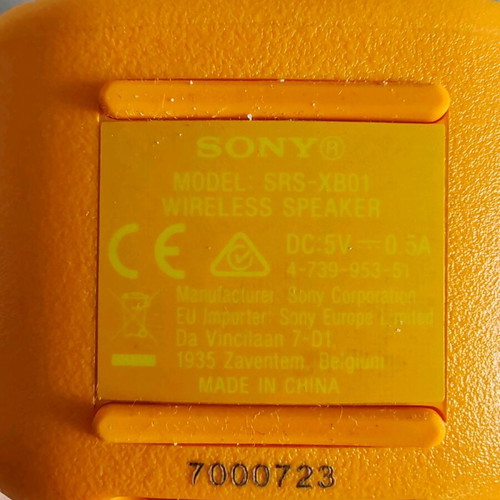 Sony SRS-XB01 portable wireless speaker with EXTRA BASS, yellow, like new