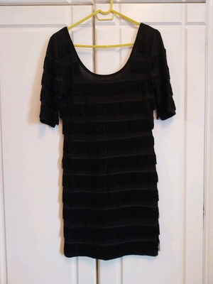 Heaven dress with fringes like new, size S, black