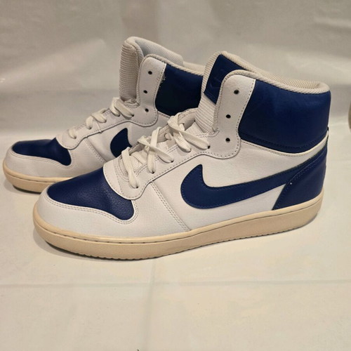 Nike Ebernon Mid basketball shoes like new, white and blue