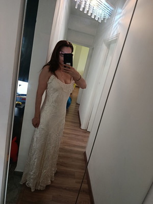Silk Devoré Ivory Dress Monsoon like new, XL 42 14, with paillettes and beads