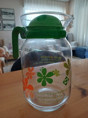 Bell Orchid glass water/juice jug, vintage style
