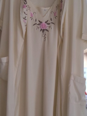 Σετ νυχτικό με ρόμπα κοντό μανίκι σαν καινούργιο, μέγεθος L