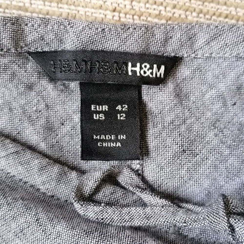 H&M linen cotton skirt like new, size L/XL, gray