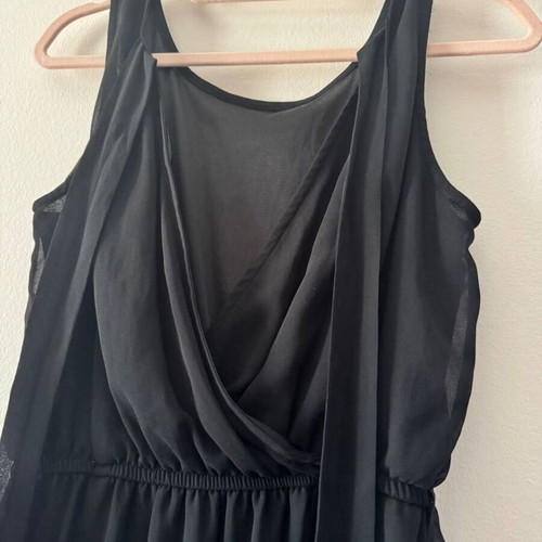Black Asymmetrical Dress like new, chiffon, mini/maxi