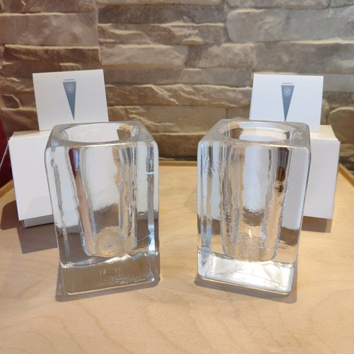 Icehotel Collection Crystal Candlesticks set of 2 new