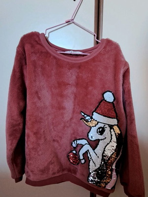 H&M plush sweater unicorn used, multicolor, for 6-7 years