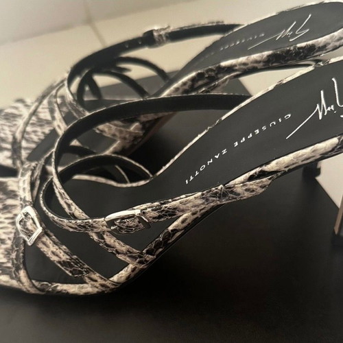 Giuseppe Zanotti snakeskin heel sandals used, metallic 85 heel, size 38.5