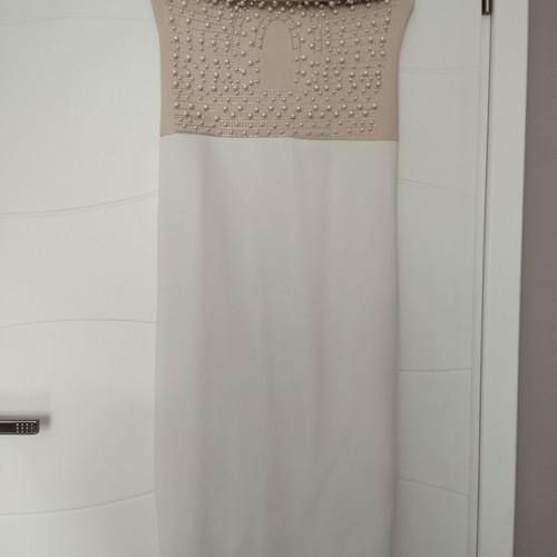 Official dress with pearls like new, knee-length, open back