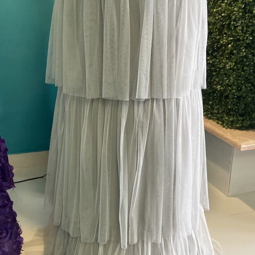 Maya Deluxe pastel gray maxi tulle skirt new, size L