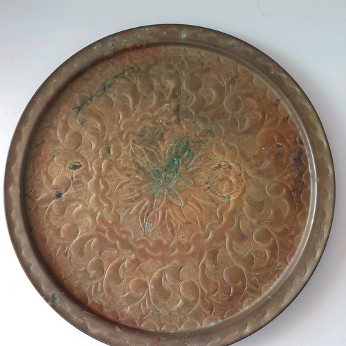 Copper tray used, over 100 years old with patina
