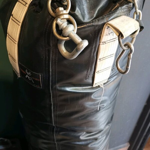 Boxing bag used, heavy, ready to hang