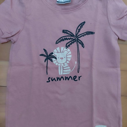 Lc Waikiki girls' set pink T-shirt and blue denim shorts like new, 92-98 cm