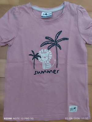 Lc Waikiki girls' set pink T-shirt and blue denim shorts like new, 92-98 cm