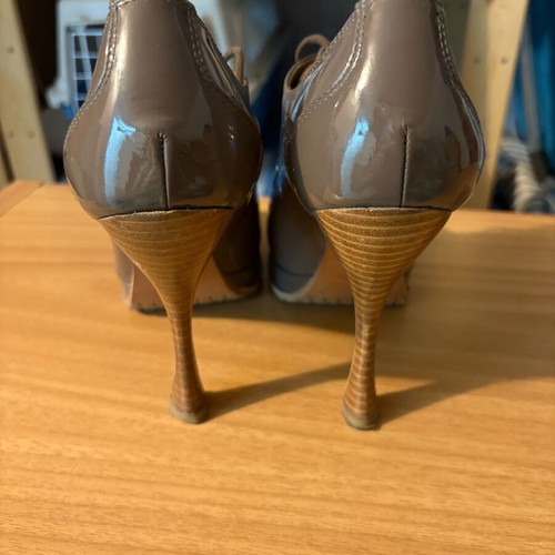 Leather boots used, size 38, grey and beige