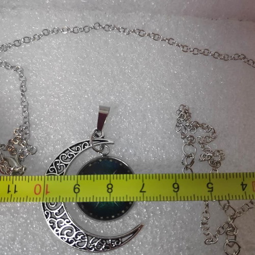 Crescent Moon Pendant with Pisces Zodiac like new