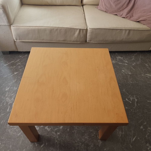 Wooden square coffee table used with minor surface wear