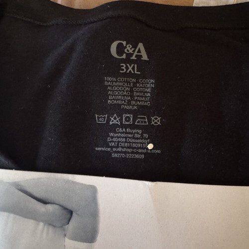 T-shirt 100% cotton black pack of 3 new C&A