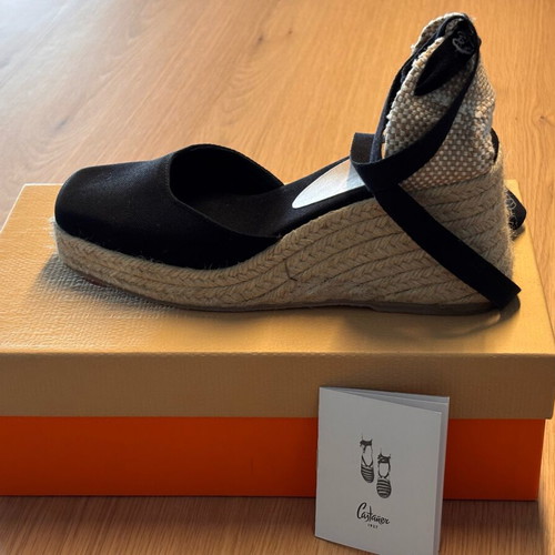 Castaner Tina Black Espadrilles Square Toe size 38 like new