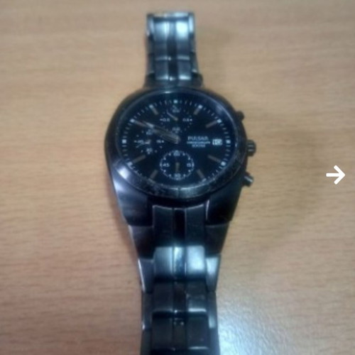 Pulsar chronograph watch, water resistant, metal matte strap