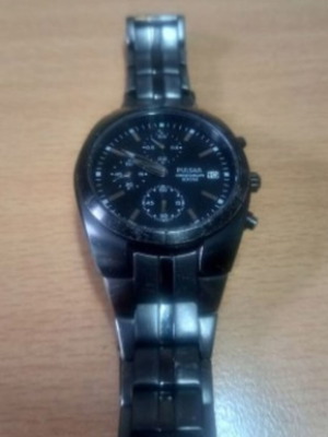 Pulsar chronograph watch, water resistant, metal matte strap