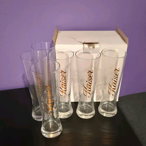 Kaiser 0.5lt beer glasses new, set of 6