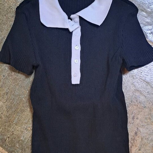 Zara blouse with collar black new, size S